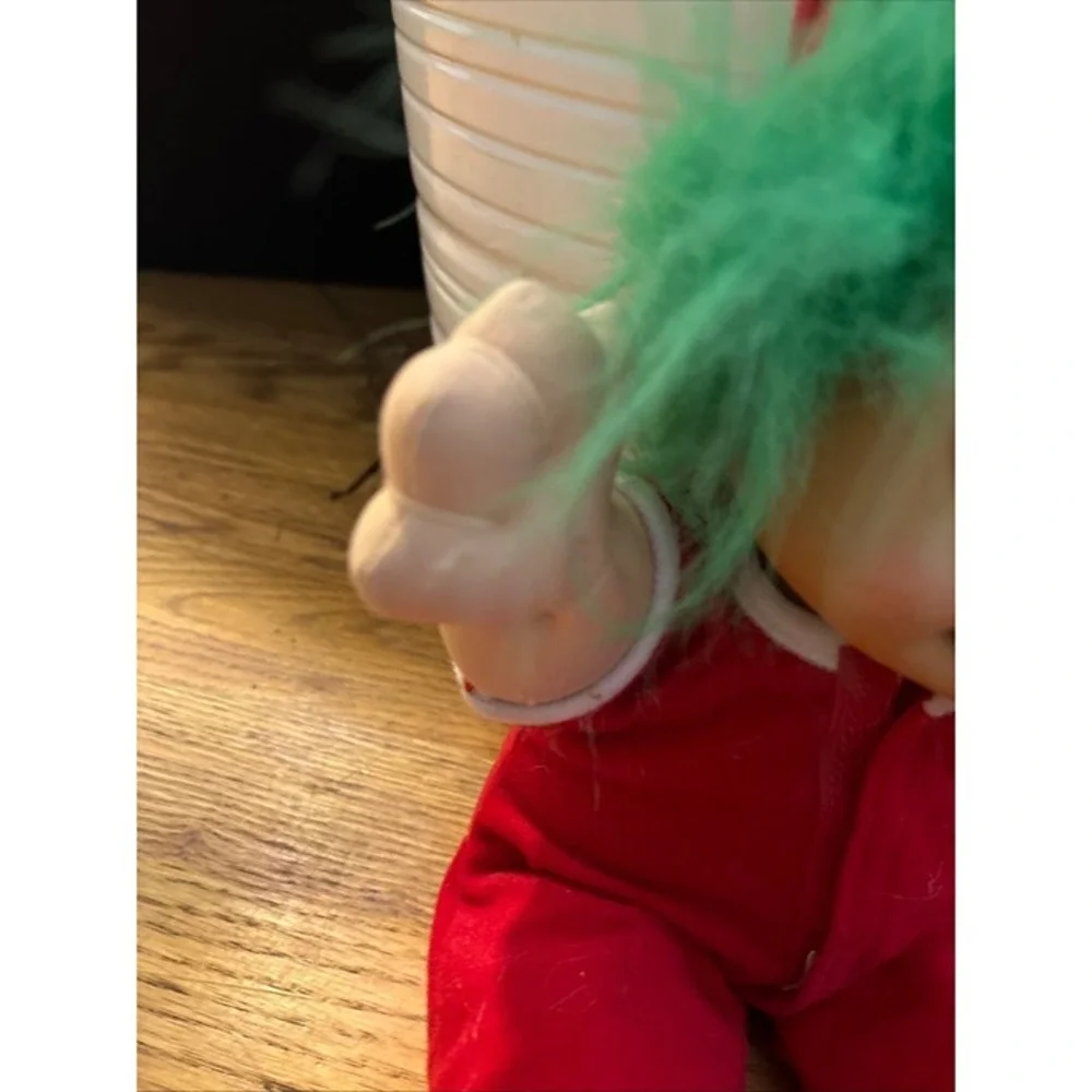 Russ Berrie Christmas Elf Troll Plush Vintage 90s Green Hair Red Suit 2338 Good